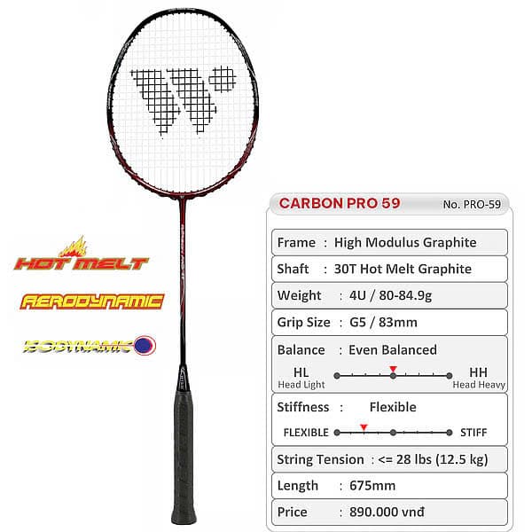 Vợt Cầu Lông Wish Carbon Pro 59