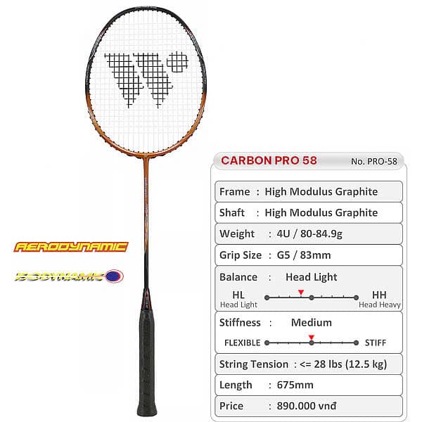 Vợt Cầu Lông Wish Carbon Pro 58